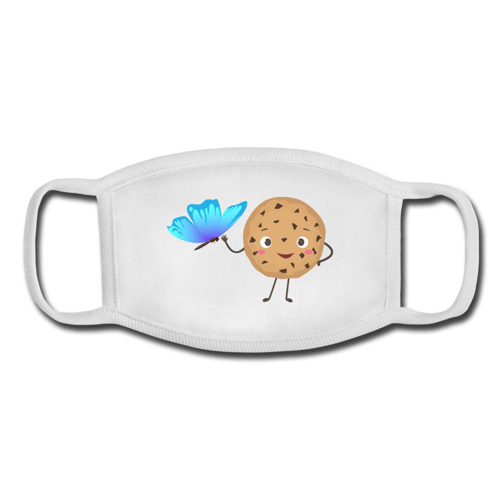 Custom Cookie and Butterfly Youth Face Mask - white/white