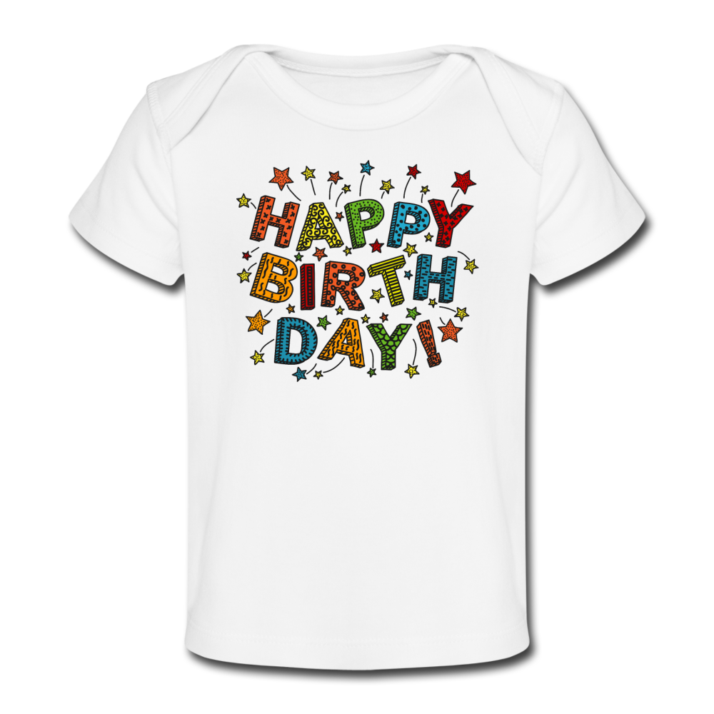 Personalized Baby and Toddler Custom T Shirt. Happy Birthday Infant and Toddler Tee. Custom Print Organic Baby  and Toddler T-Shirt. Unisex T Shirt for Baby Boy and Girl. Tees for New Born to 18 Months. - white