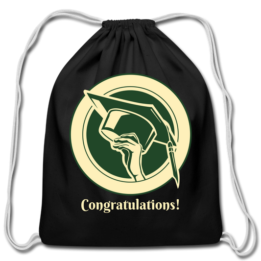 Personalized Cotton Drawstring Bag. Congratulations Graphic Bag. Graduation Custom Gift. College Bag for Freshman. Milestone Gifts - black