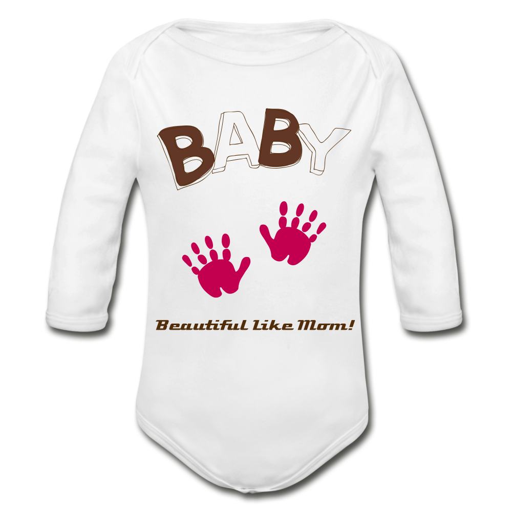 Personalized Organic Long Sleeve Baby Bodysuit for Girls. Infant and Toddler Body Suits. Baby Shower, Gender Reveal, Newly Born Gift - white