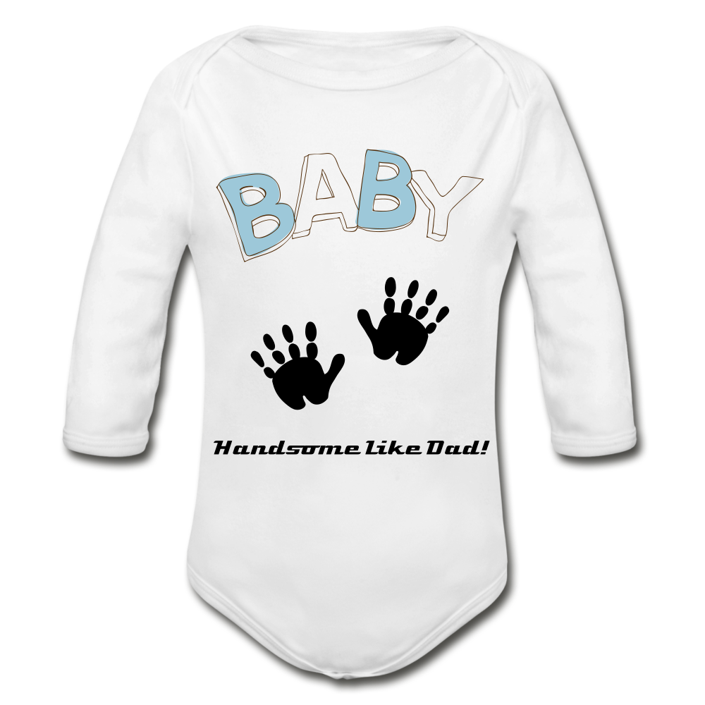 Personalized Organic Long Sleeve Baby Bodysuit. Baby Shower Gift for Boys. Gift for Expectant Moms, Infants, New Born. Toddlers. 6 Months to 18 months. - white
