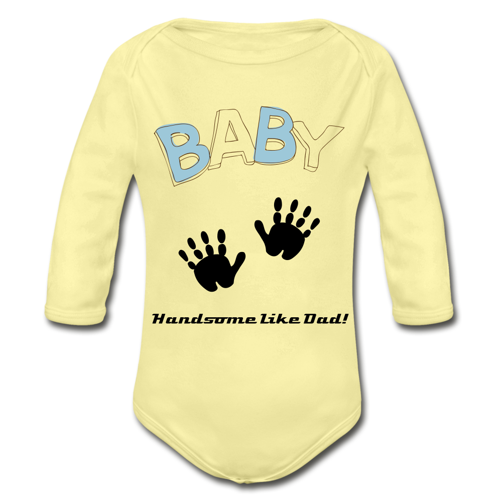 Personalized Organic Long Sleeve Baby Bodysuit. Baby Shower Gift for Boys. Gift for Expectant Moms, Infants, New Born. Toddlers. 6 Months to 18 months. - washed yellow