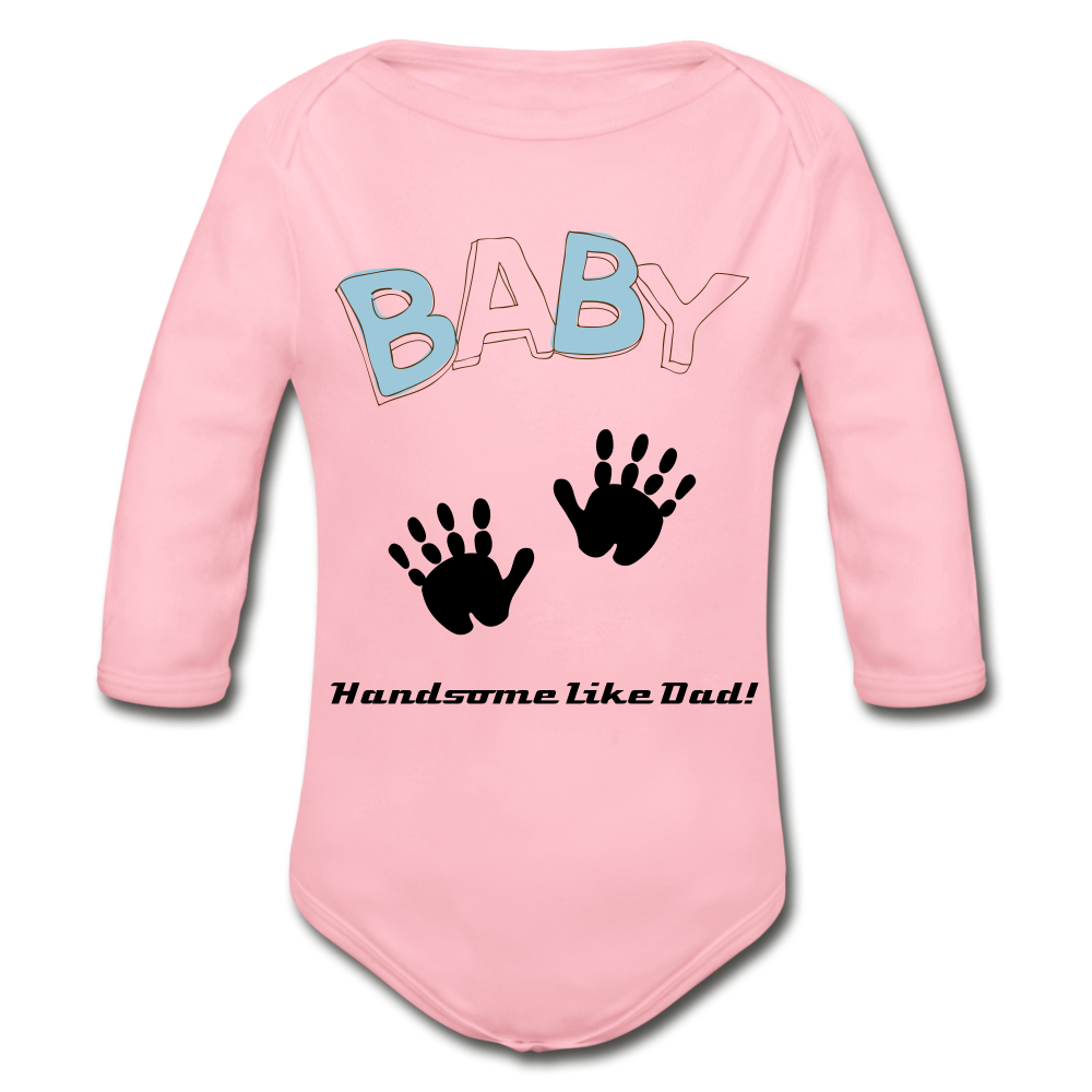 Personalized Organic Long Sleeve Baby Bodysuit. Baby Shower Gift for Boys. Gift for Expectant Moms, Infants, New Born. Toddlers. 6 Months to 18 months. - light pink