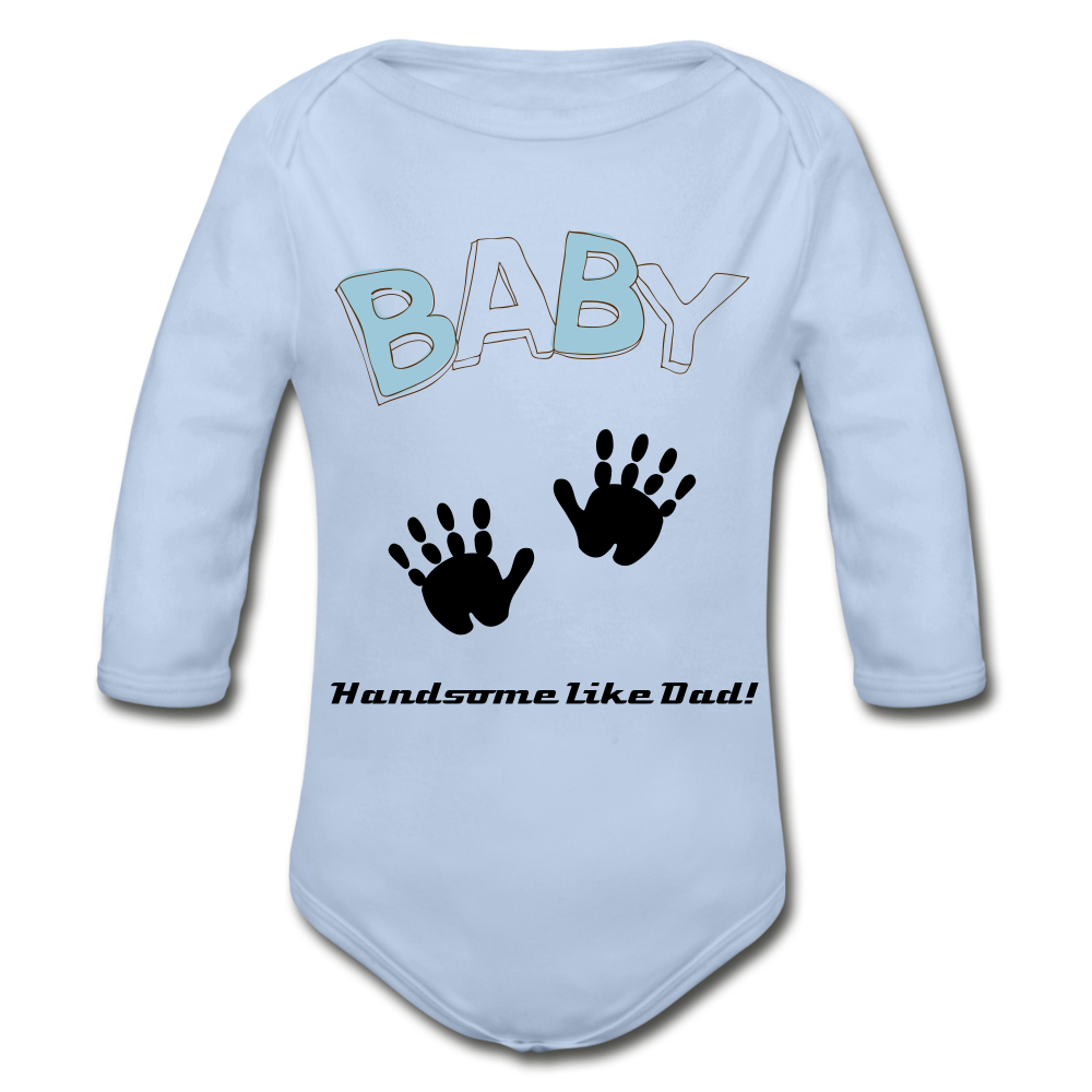 Personalized Organic Long Sleeve Baby Bodysuit. Baby Shower Gift for Boys. Gift for Expectant Moms, Infants, New Born. Toddlers. 6 Months to 18 months. - sky
