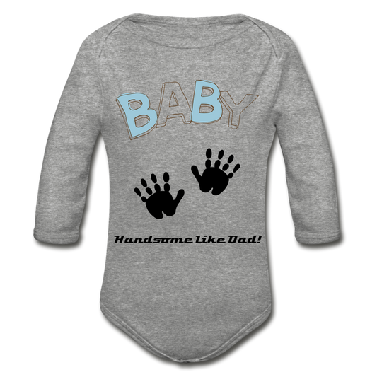 Personalized Organic Long Sleeve Baby Bodysuit. Baby Shower Gift for Boys. Gift for Expectant Moms, Infants, New Born. Toddlers. 6 Months to 18 months. - heather gray