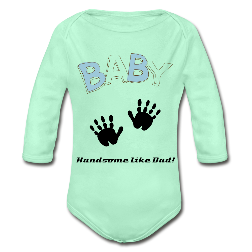 Personalized Organic Long Sleeve Baby Bodysuit. Baby Shower Gift for Boys. Gift for Expectant Moms, Infants, New Born. Toddlers. 6 Months to 18 months. - light mint