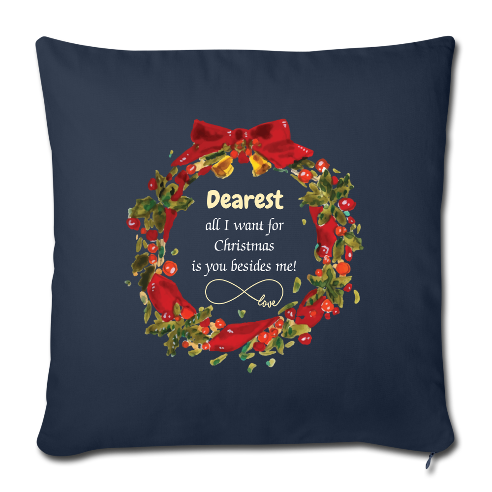 Personalized Throw Pillow Cover for Couples, Partners. Merry Christmas Decorative Pillow Cover. 18” x 18” DIY Customizable Throw Pillow Case for Spouses - navy