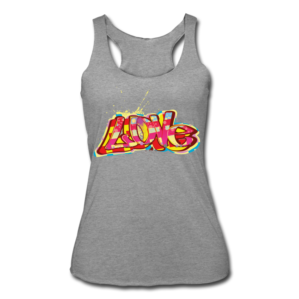 Women’s Tri-Blend Racerback Tank. Love Print tank. Graphic Tank for Her. Gift for Wife. - heather gray