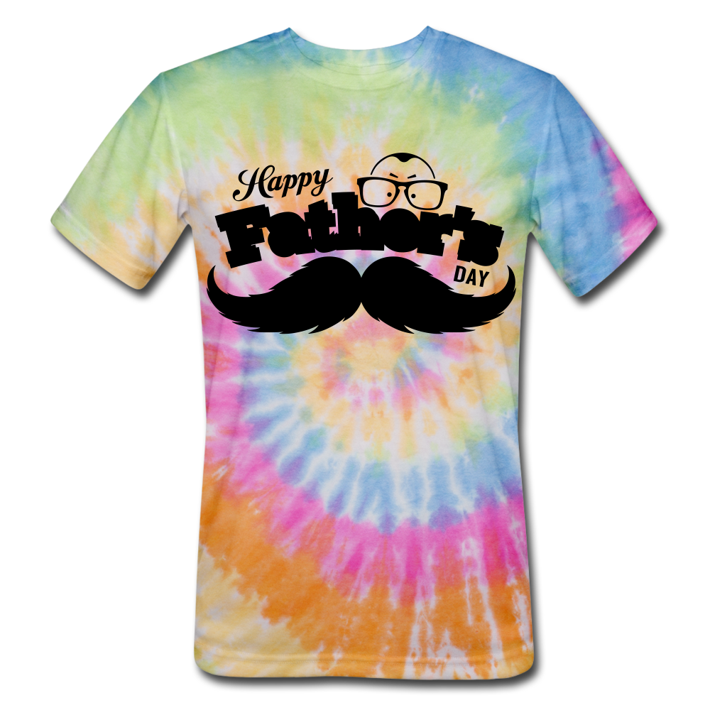 Happy Fathers Day Tie Dye T-Shirt. Unisex T Shirt for Dads. T Shirt Gift for Men, Dad, Grandpa, Grandson, Son-In-Law,Step-Dad - rainbow