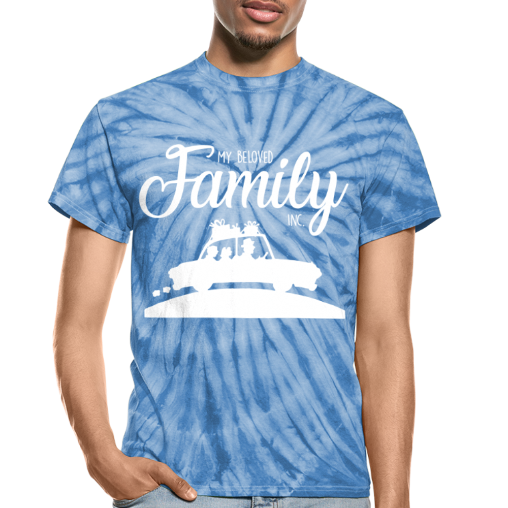 My Beloved Family Unisex Tie Dye T-Shirt. Fathers Day Gift for Dad. Happy Fathers Day Gift for Him. Gift for Men. Family Vacation  Trendy T Shirt - spider baby blue