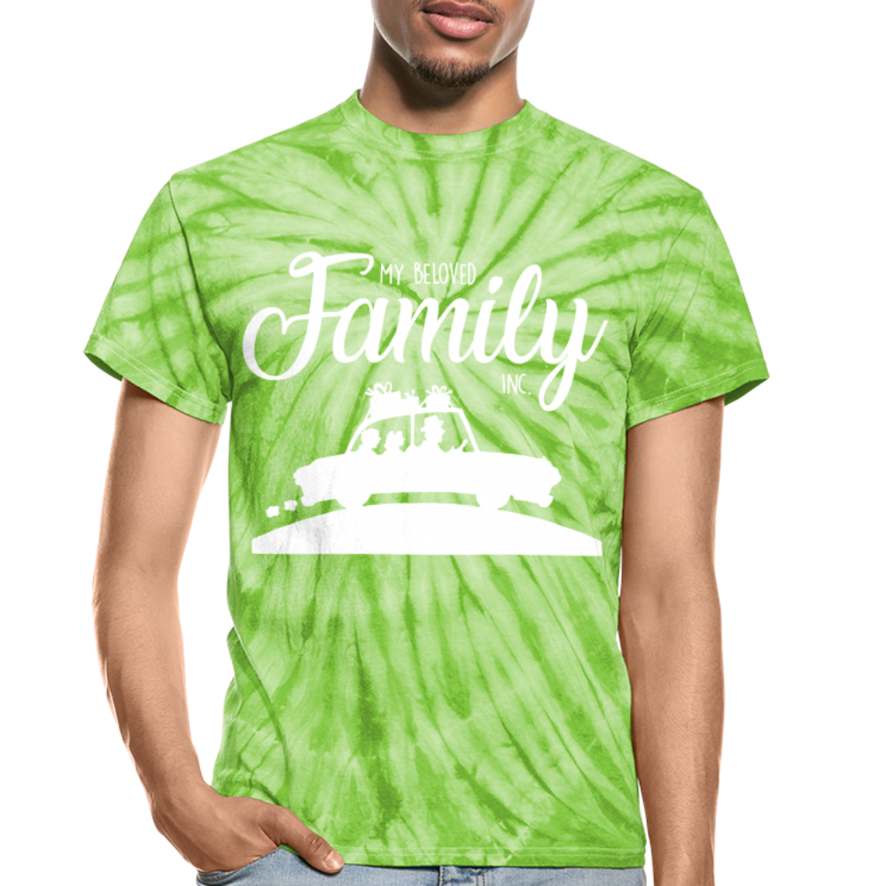 My Beloved Family Unisex Tie Dye T-Shirt. Fathers Day Gift for Dad. Happy Fathers Day Gift for Him. Gift for Men. Family Vacation  Trendy T Shirt - spider lime green
