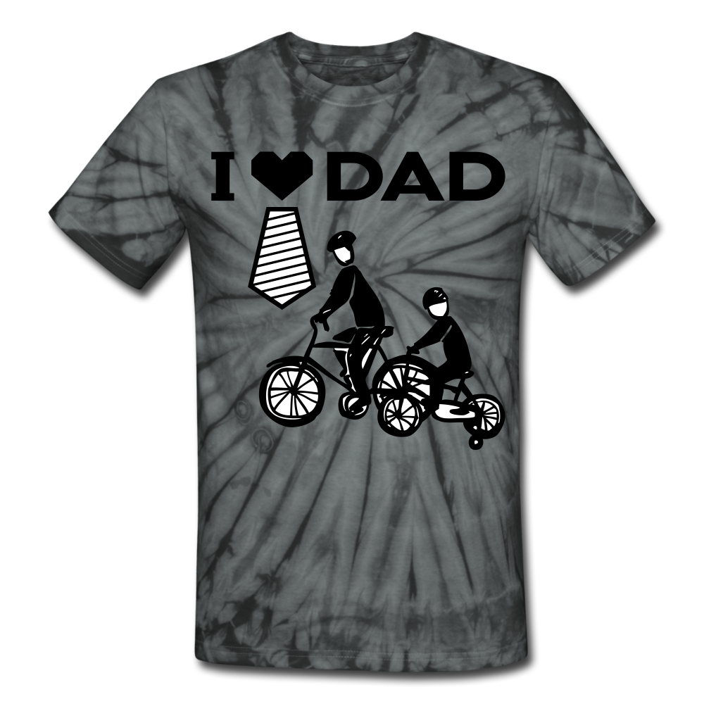 Personalization T Shirt. I Love Dad Unisex Tie Dye T-Shirt. Fathers Day Shirt. Gift for Dad, Son, Grandpa, Grandson, Son-in-Law, Husband - spider black
