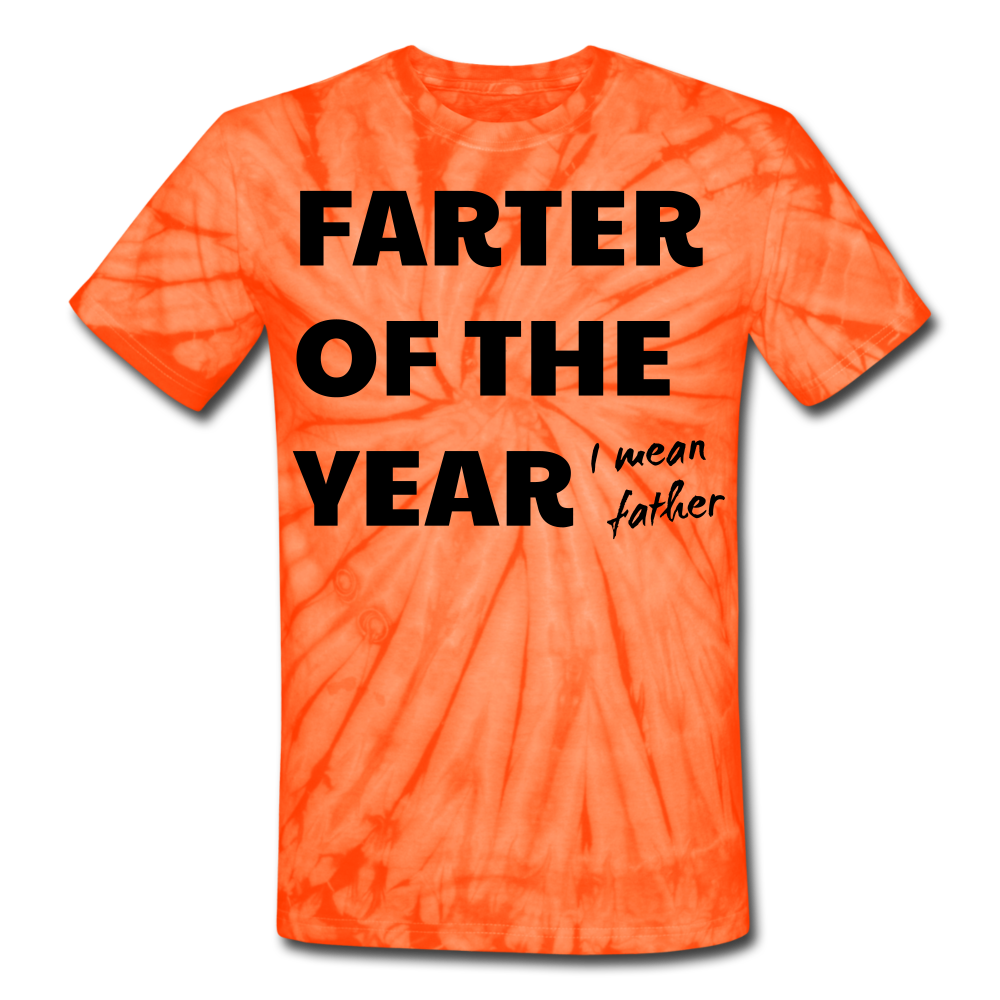 Personalized Funny Fathers Day T Shirt. Custom-Made Unisex Tie Dye T-Shirt for Men. Customizable Birthday Gift for Fathers. Hilarious Custom Shirt for Him - spider orange