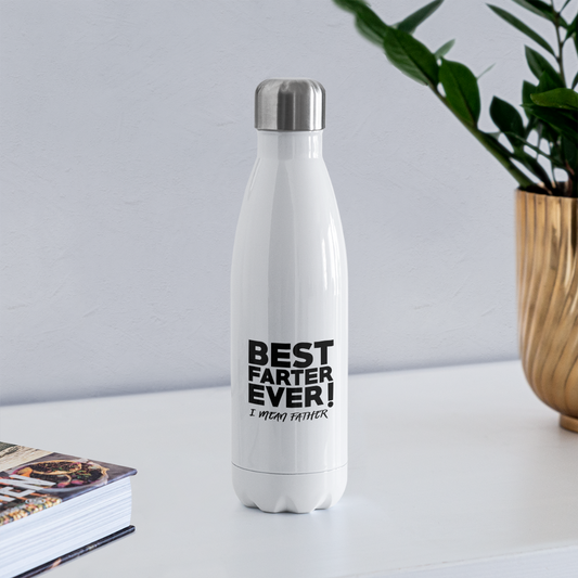 Funny Insulated Stainless Steel Water Bottle. Custom Drinkware for Fathers Day. Gift for Men, Daddy, Grandpa. Fathers Day Insulated Bottle. - white