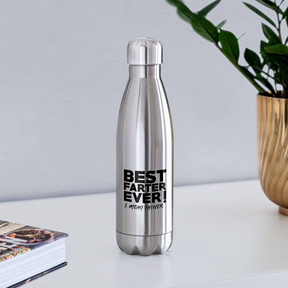 Funny Insulated Stainless Steel Water Bottle. Custom Drinkware for Fathers Day. Gift for Men, Daddy, Grandpa. Fathers Day Insulated Bottle. - silver