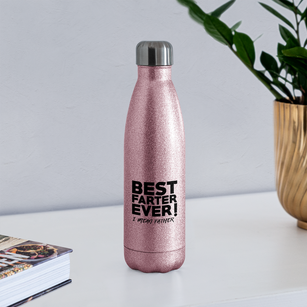 Funny Insulated Stainless Steel Water Bottle. Custom Drinkware for Fathers Day. Gift for Men, Daddy, Grandpa. Fathers Day Insulated Bottle. - pink glitter