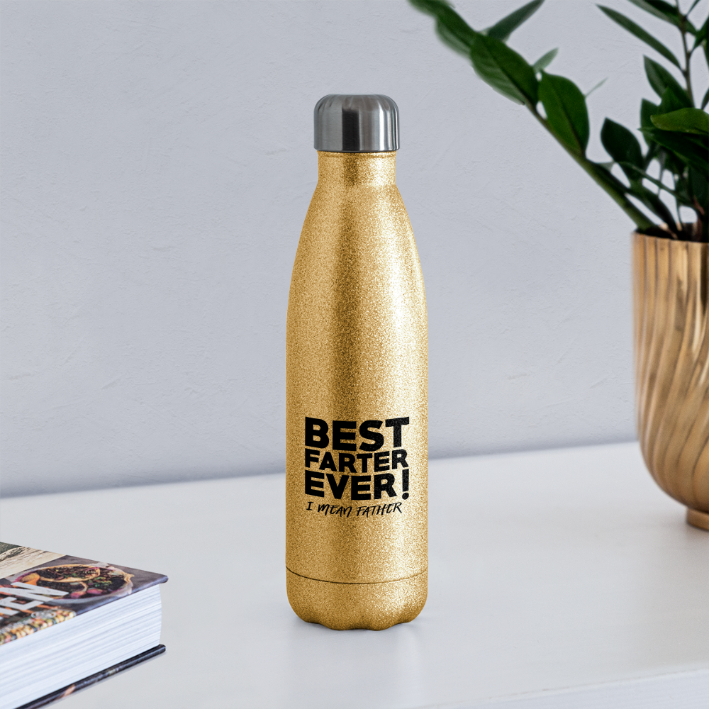 Funny Insulated Stainless Steel Water Bottle. Custom Drinkware for Fathers Day. Gift for Men, Daddy, Grandpa. Fathers Day Insulated Bottle. - gold glitter