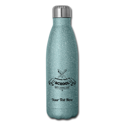 Personalized Insulated Stainless Steel Water Bottle-Turquoise, Pink, Gold and Silver Glitter, White, Silver Colors. DIY Customizable Water Bottle. Back to School Water Bottle. Custom Gifts-Drinkware - turquoise glitter
