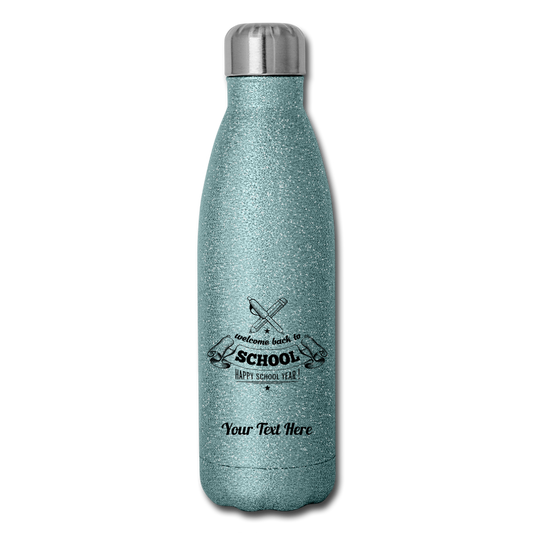 Personalized Insulated Stainless Steel Water Bottle-Turquoise, Pink, Gold and Silver Glitter, White, Silver Colors. DIY Customizable Water Bottle. Back to School Water Bottle. Custom Gifts-Drinkware - turquoise glitter