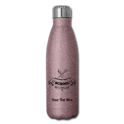 Personalized Insulated Stainless Steel Water Bottle-Turquoise, Pink, Gold and Silver Glitter, White, Silver Colors. DIY Customizable Water Bottle. Back to School Water Bottle. Custom Gifts-Drinkware - pink glitter