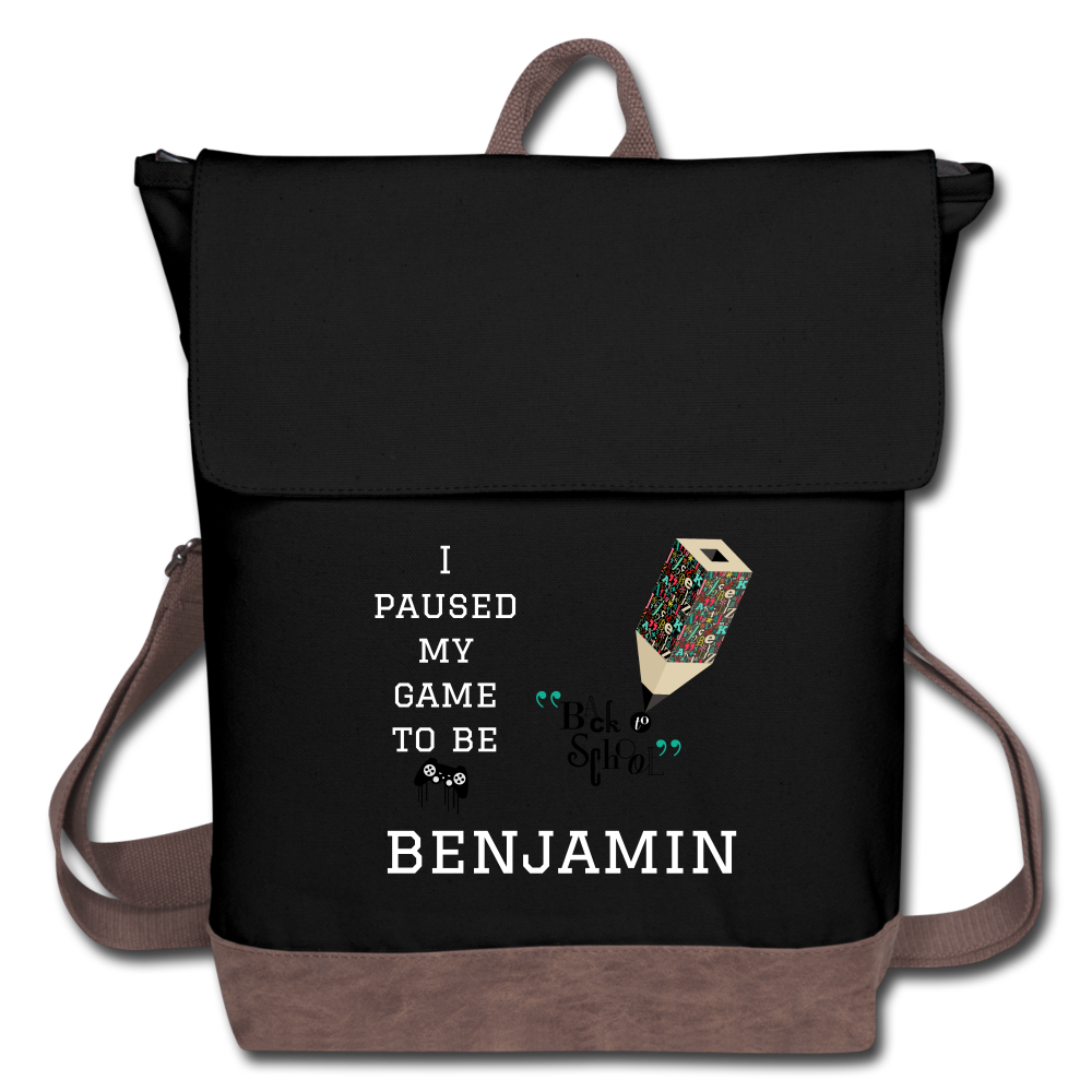 Funny Custom Canvas Backpack. Game Lovers Backpack. Back-to-School Backpack. Name personalized Backpack. Custom DIY Bag - black/brown