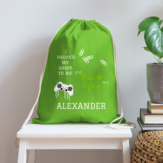 Personalized Cotton Drawstring Bag. Eco-friendly Customizable Sack Bag. Back to School Bag for Teachers and School Children - clover