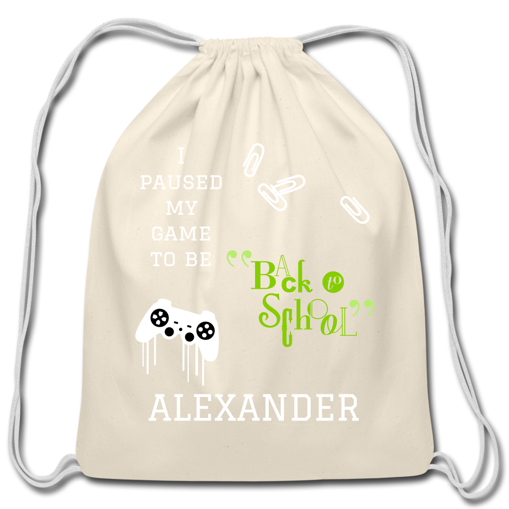Personalized Cotton Drawstring Bag. Eco-friendly Customizable Sack Bag. Back to School Bag for Teachers and School Children - natural