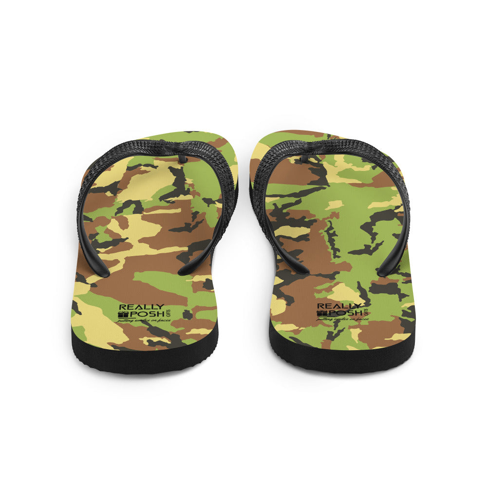 Camouflage Fabric-Lined Flip-Flops for Summer Beaches and Swimming Pools