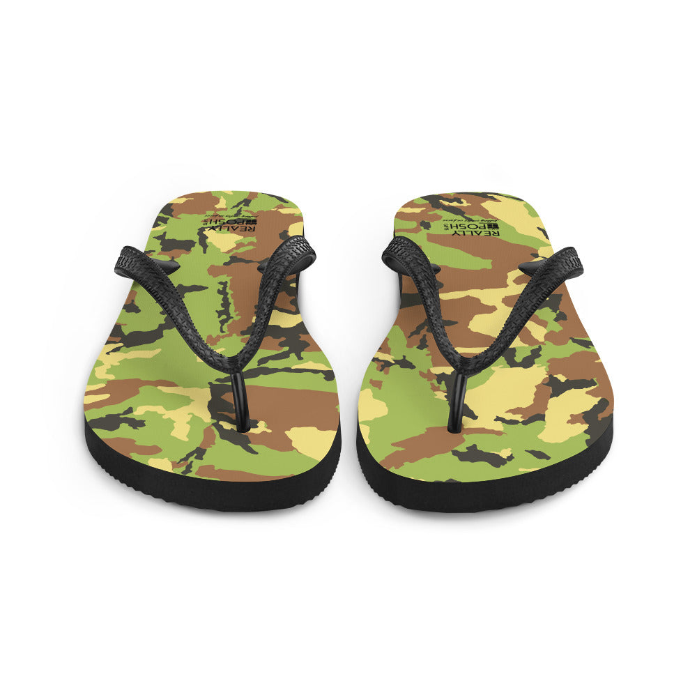 Camouflage Fabric-Lined Flip-Flops for Summer Beaches and Swimming Pools
