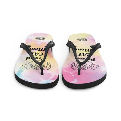 Cat Mom Fabric-Lined Flip-Flops for Summer Beaches and Swimming Pools