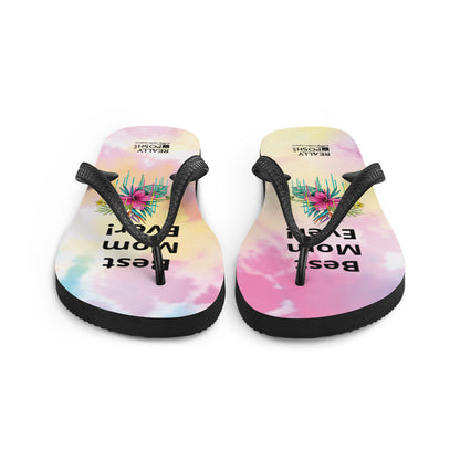 Best Mom Ever Flip-Flops. Fabric Lined Slippers. Happy Mothers Day Gift. Mothers Day Gift for Moms, Grandmas, Daughters, New and Expectant Moms, Step Moms, In-laws