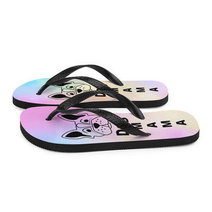 Dog Mama Fabric-Lined Flip-Flops for Summer Beaches and Swimming Pools