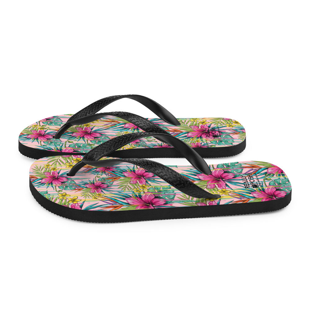 Luxe Spring Flower Fabric-Lined Flip-Flops for Summer Beaches and Swimming Pools