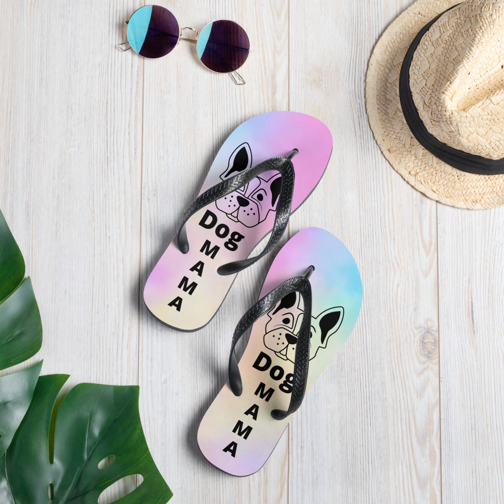 Dog Mama Fabric-Lined Flip-Flops for Summer Beaches and Swimming Pools