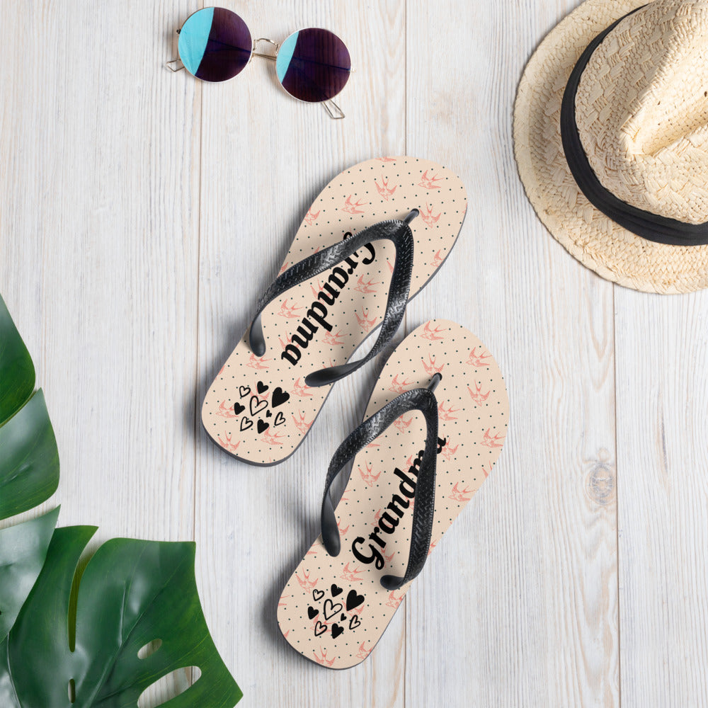 Luxe Fabric Lined Flip-Flops. Grandma Flipflop. Custom Slippers for Nan. Happy Mothers Day Gift. Summer Beach Footwear. Gift for Her.