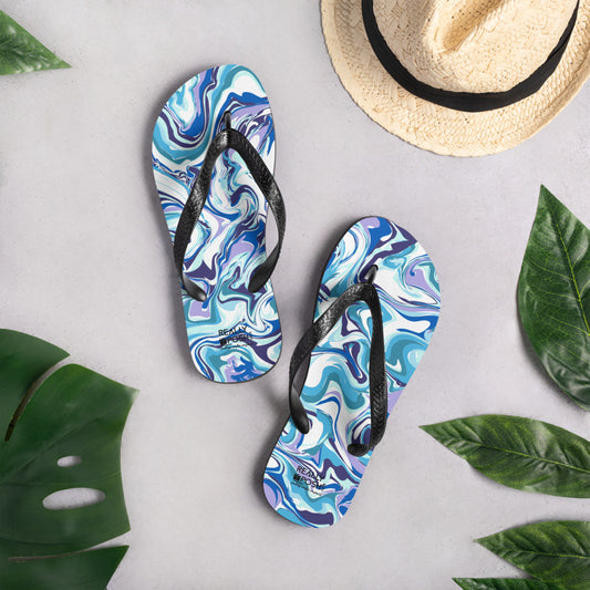 Ocean Fabric-Lined Flip-Flops for Summer Beaches and Swimming Pools