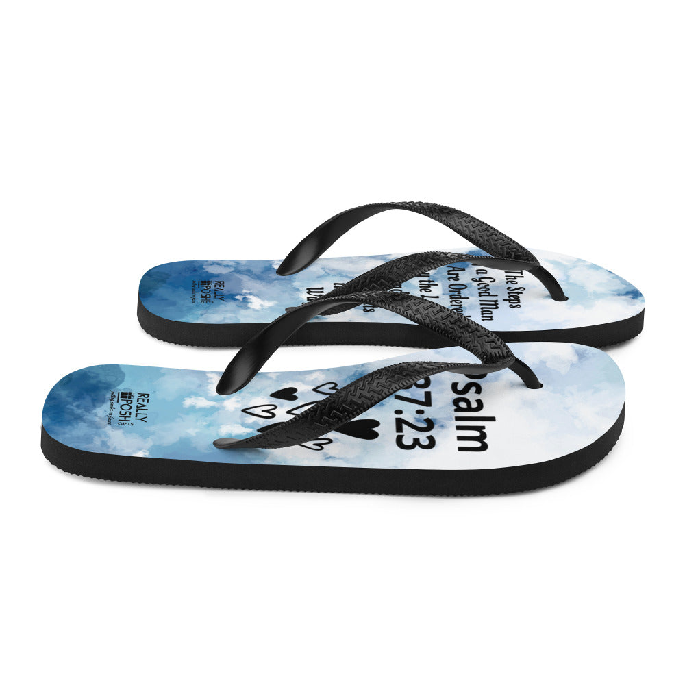 Christian Scripture Fabric-Lined Flip-Flops for Summer Beaches and Swimming Pools