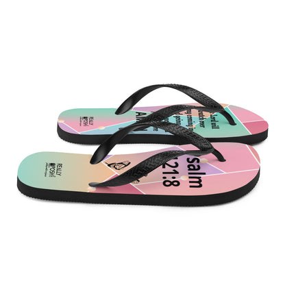 Christian Scripture Fabric-Lined Flip-Flops for Summer Beaches and Swimming Pools