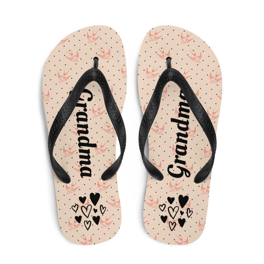 Luxe Fabric Lined Flip-Flops. Grandma Flipflop. Custom Slippers for Nan. Happy Mothers Day Gift. Summer Beach Footwear. Gift for Her.