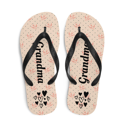 Luxe Fabric Lined Flip-Flops. Grandma Flipflop. Custom Slippers for Nan. Happy Mothers Day Gift. Summer Beach Footwear. Gift for Her.