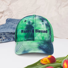 Load image into Gallery viewer, Personalized Happy and Blessed Embroidery Tie Dye Hat. DIY Customized Hat. Trendy and Classic Tie Dye Hat for Summer Heat Shield. Cotton Unisex Head Dress. Hat Gift for Him and Her- Varieties
