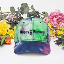 Load image into Gallery viewer, Personalized Happy and Blessed Embroidery Tie Dye Hat. DIY Customized Hat. Trendy and Classic Tie Dye Hat for Summer Heat Shield. Cotton Unisex Head Dress. Hat Gift for Him and Her- Varieties
