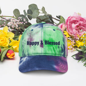 Personalized Happy and Blessed Embroidery Tie Dye Hat. DIY Customized Hat. Trendy and Classic Tie Dye Hat for Summer Heat Shield. Cotton Unisex Head Dress. Hat Gift for Him and Her- Varieties