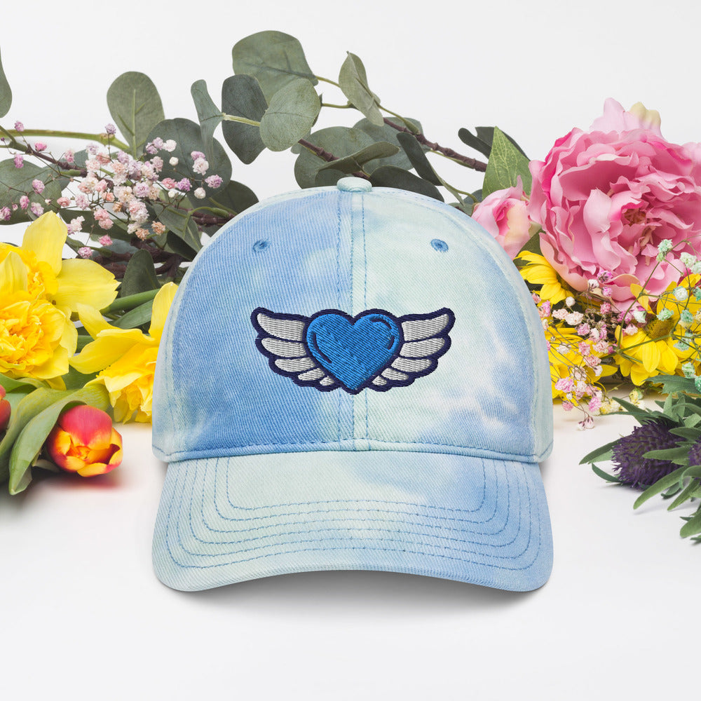 Angels Watch Me Tie Dye Hat. Unisex Headwear. 3D Embroidery Head Dress for Spring and Summer. Faith Inspiration Hat. Best Gifts for Mothers Day, Fathers Day, Graduation, Birthdays, Anniversary, Best Friends and Special Events. Made in USA