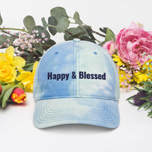 Load image into Gallery viewer, Personalized Happy and Blessed Embroidery Tie Dye Hat. DIY Customized Hat. Trendy and Classic Tie Dye Hat for Summer Heat Shield. Cotton Unisex Head Dress. Hat Gift for Him and Her- Varieties
