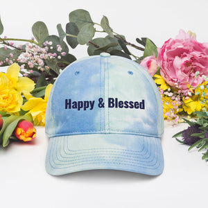 Personalized Happy and Blessed Embroidery Tie Dye Hat. DIY Customized Hat. Trendy and Classic Tie Dye Hat for Summer Heat Shield. Cotton Unisex Head Dress. Hat Gift for Him and Her- Varieties