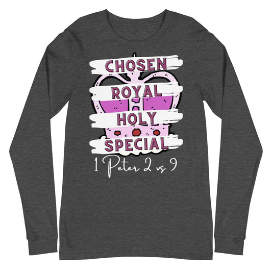 Chosen, Royal, Holy T Shirt, Christian Unisex Long Sleeve Tee