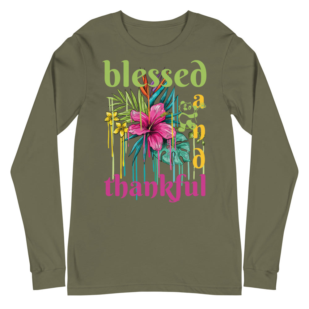 Blessed and Thankful Unisex Long Sleeve Tee. Thanksgiving T Shirt. Gifts for Friends and Loved Ones. Holiday Gifts for Women and Men. Tees for Every Occasion